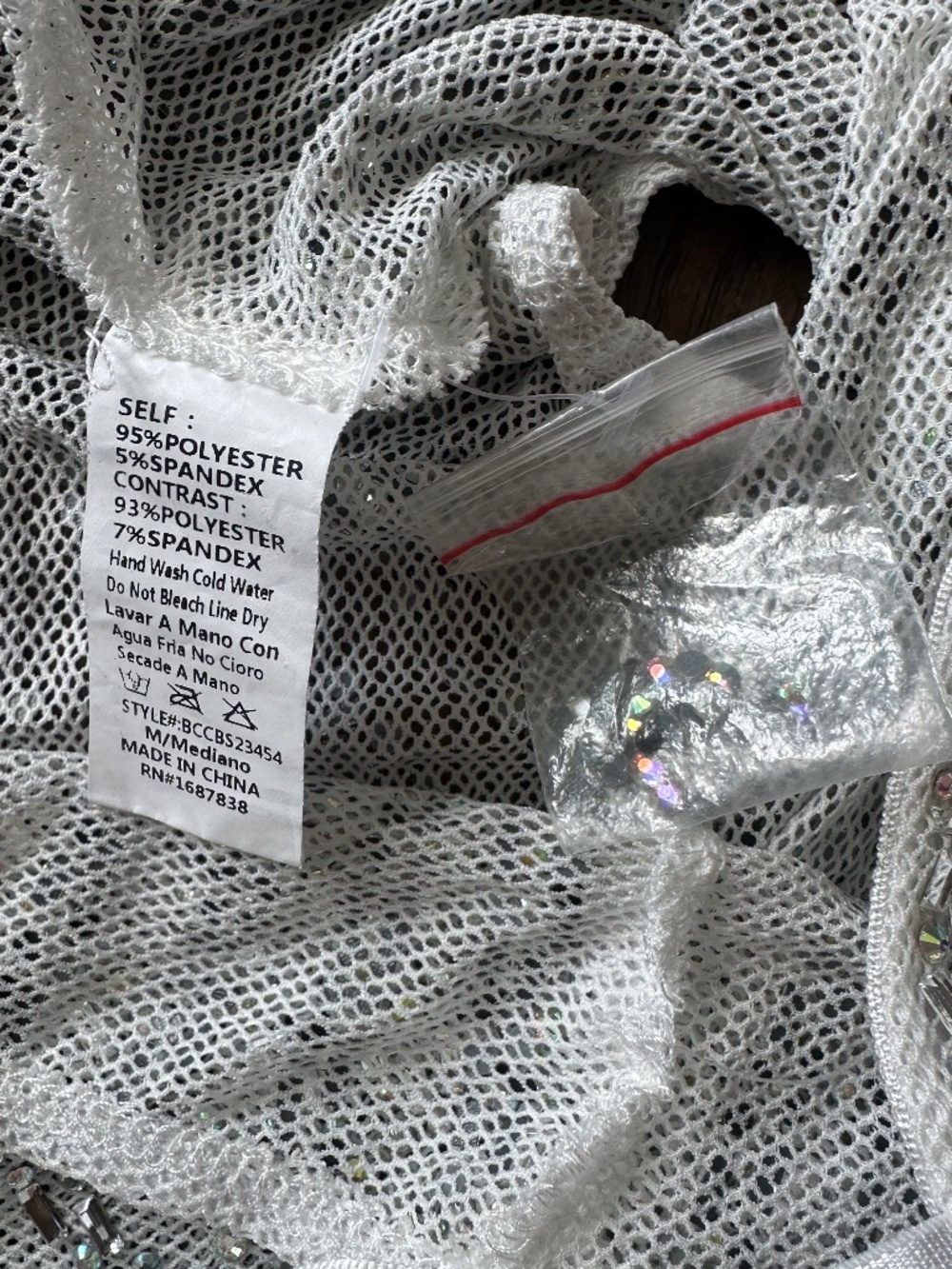 Bridal white rhinestone bodysuit like new - Picture 4 of 5